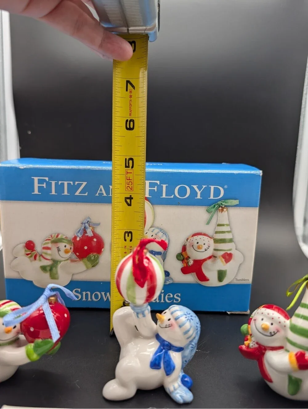Fitz and Floyd Snow Buddies Tumblers Full Set of 3 Snowmen Christmas Winter